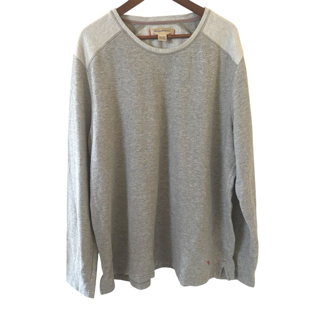 Tommy Bahama‎ Mens Fleece Sweatshirt XXL Gray Long Sleeve Crew Neck Fall Travel